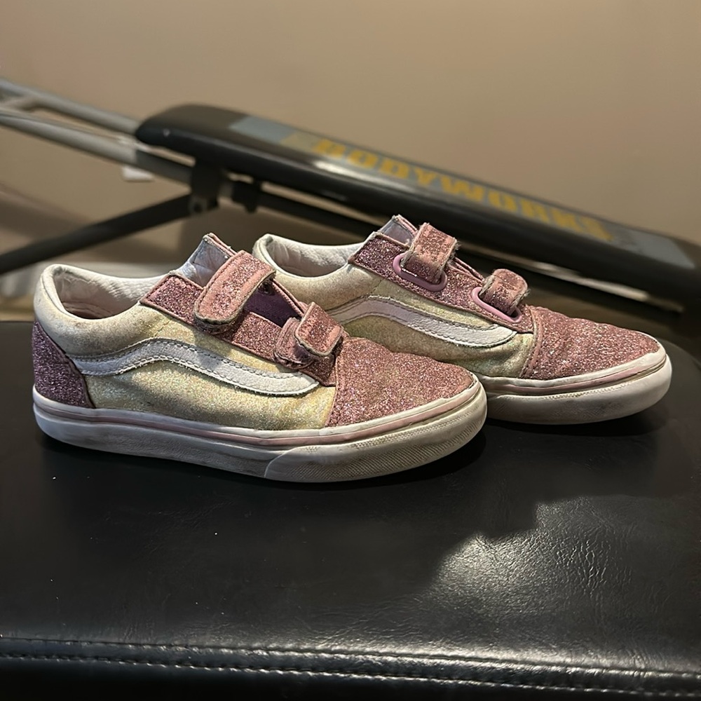 Vans Used little girls Old Skool V Shoe Glitter Two Tone size 2